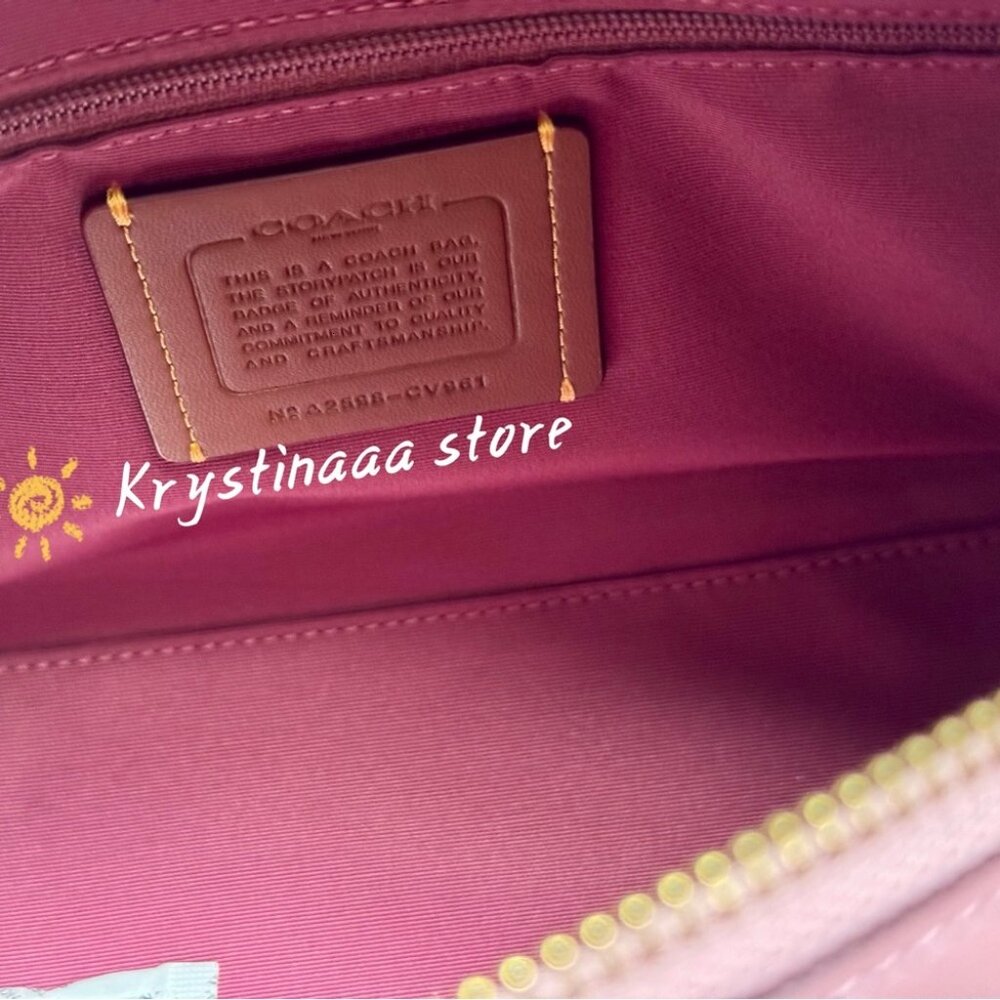 Coach Rowan Satchel Bag In Signature Canvas Powder/Pink - Picture 7 of 12